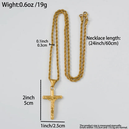 Unisex Vintage Cross Pendant for Necklace 18K Gold Plated Jesus Charm Women Men Christians Religious Jewelry Accessory Gifts