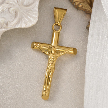 Unisex Vintage Cross Pendant for Necklace 18K Gold Plated Jesus Charm Women Men Christians Religious Jewelry Accessory Gifts